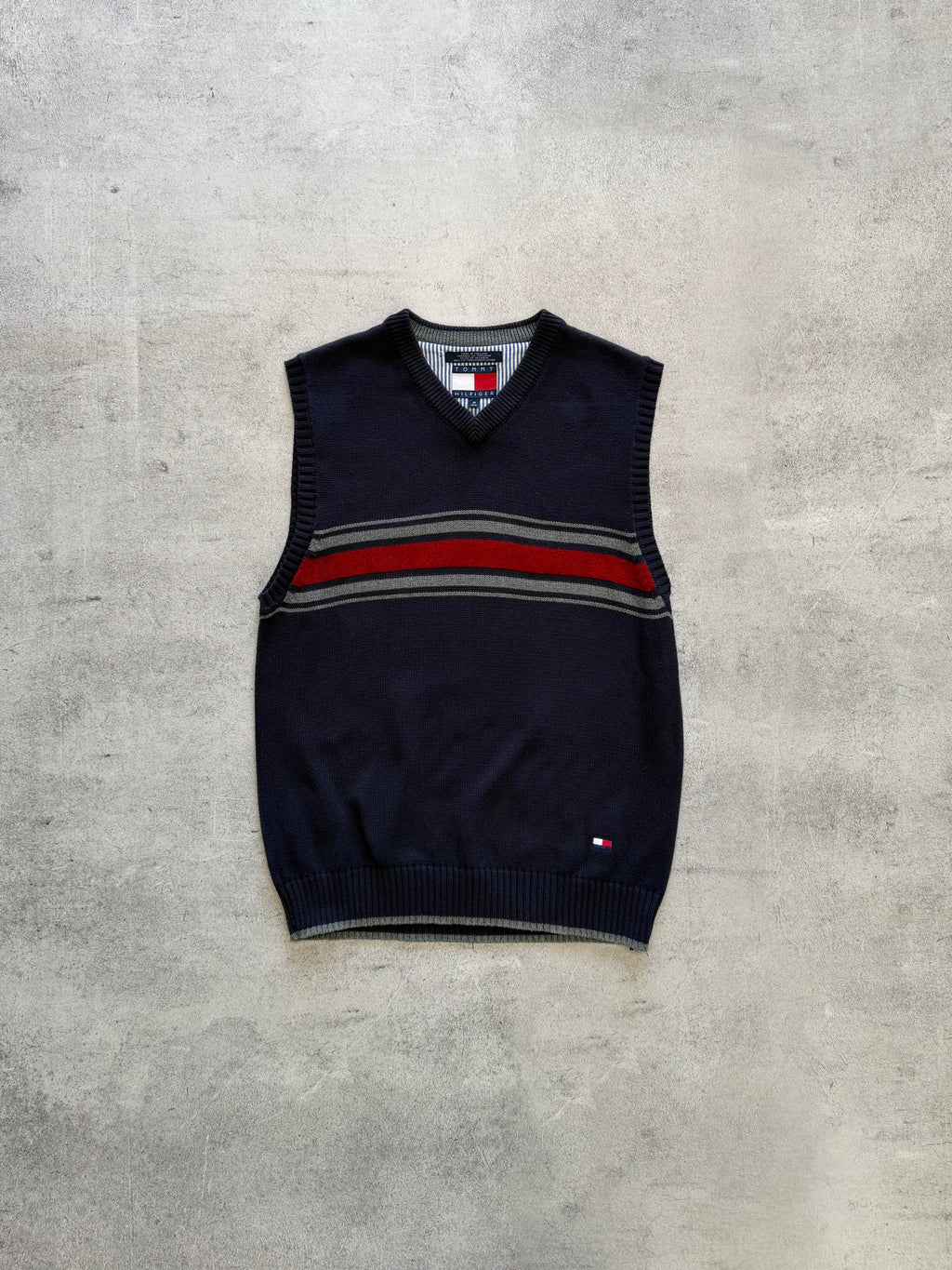 Tommy Hilfiger Striped V-Neck Vest - M