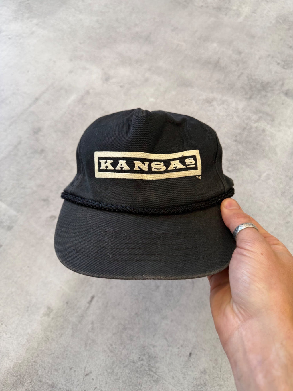 Vintage Kansas Black Graphic Cap