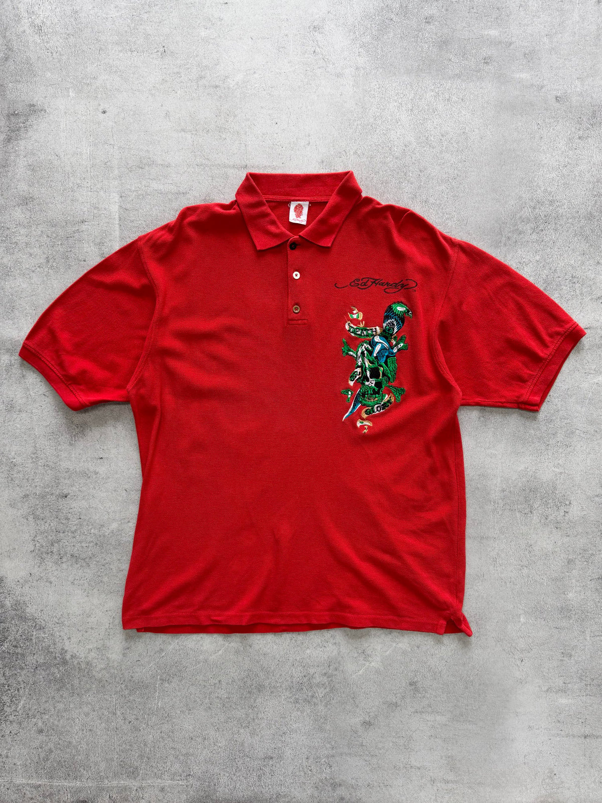 Vintage Ed Hardy Dragon Embroidered Polo - XXL