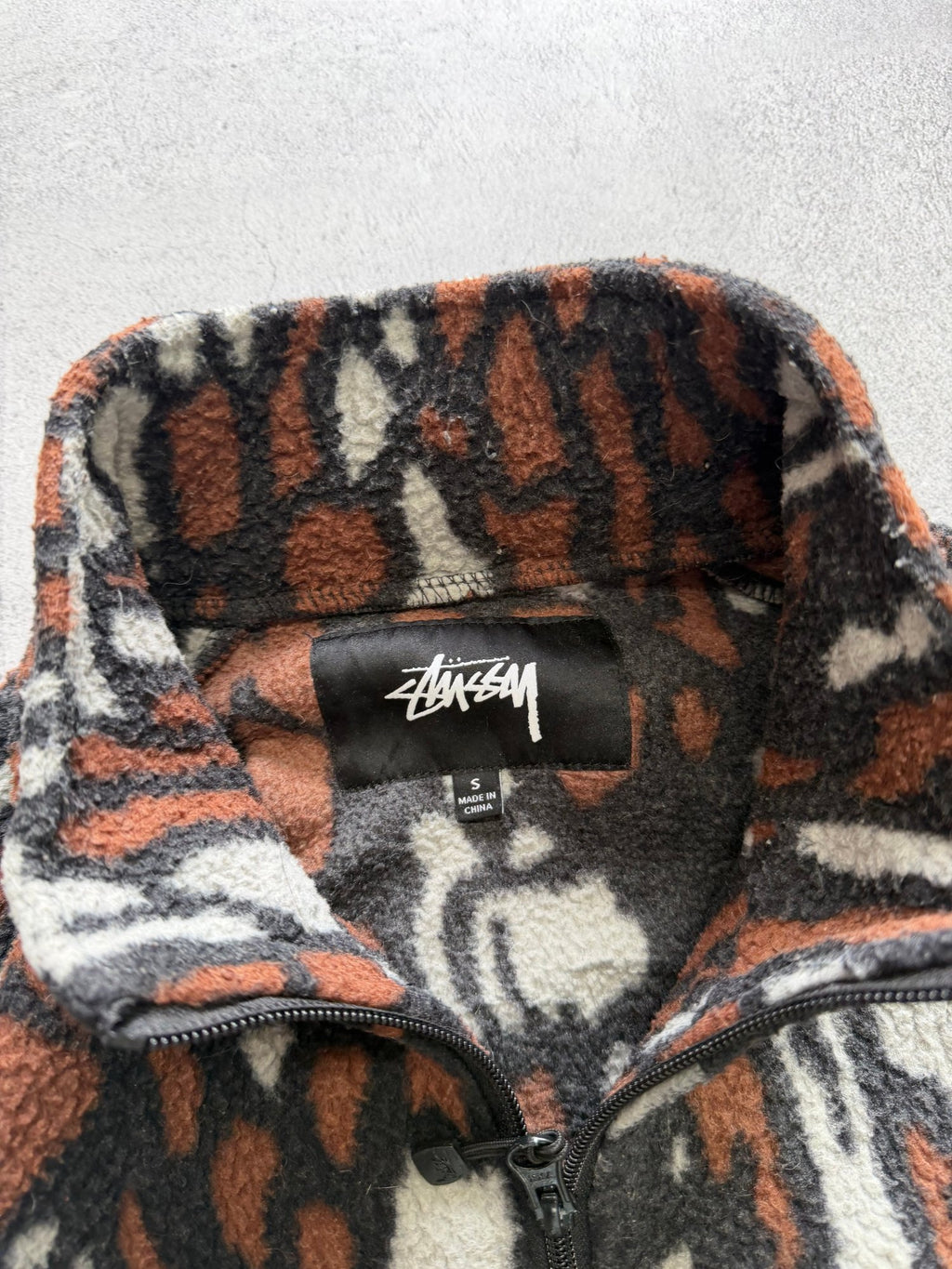 Vintage Stussy Patterned Fleece Jacket - S