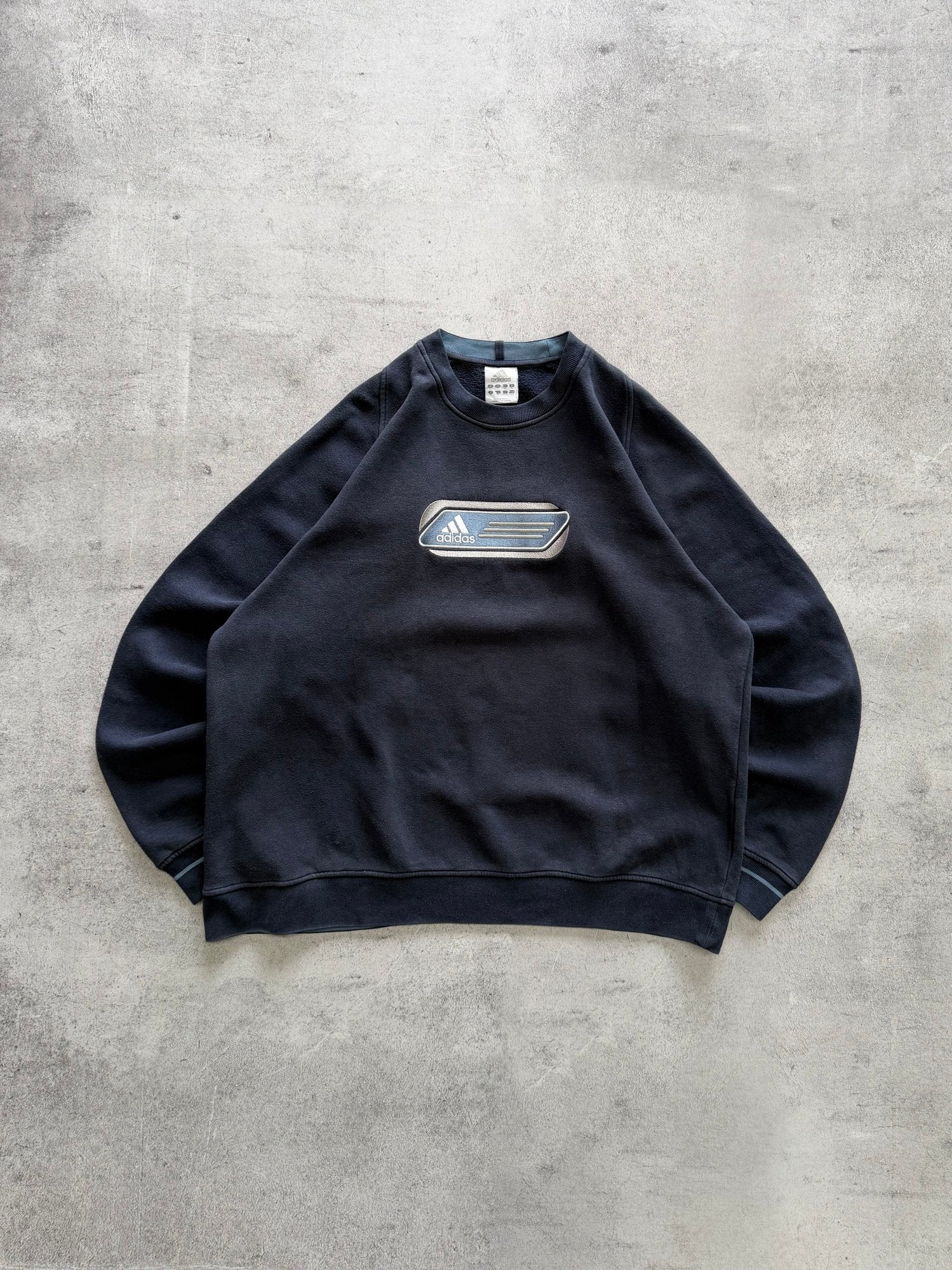Vintage Adidas Logo Navy Sweatshirt - L