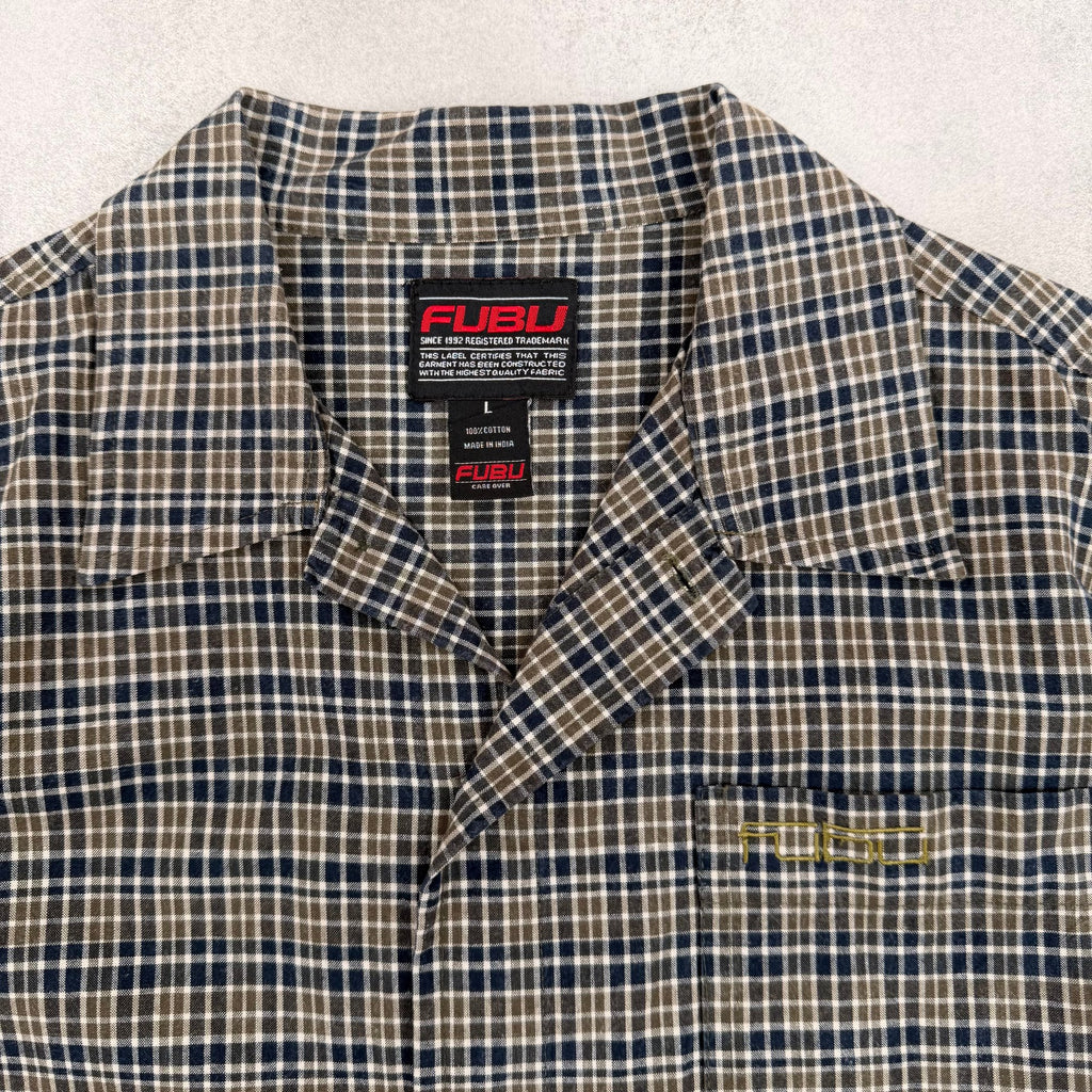 FUBU Checkered Short Sleeve Shirt - L
