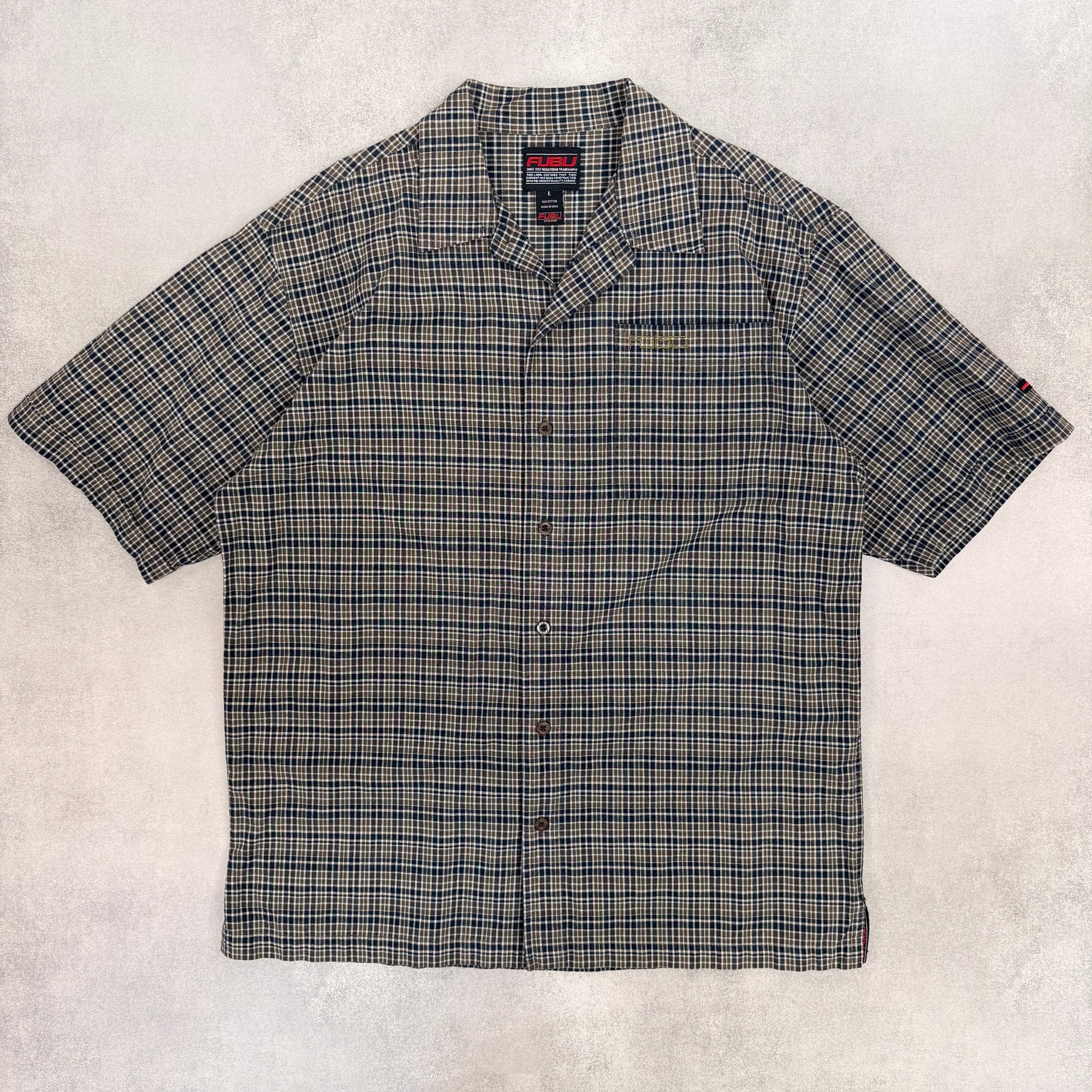 FUBU Checkered Short Sleeve Shirt - L