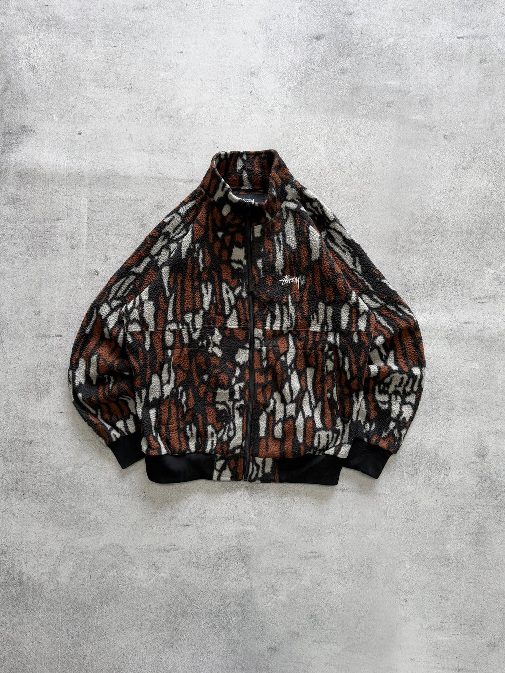 Vintage Stussy Patterned Fleece Jacket - S
