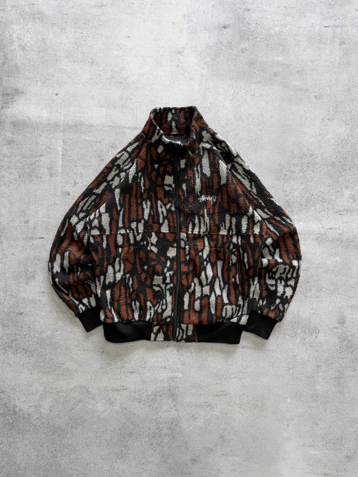 Vintage Stussy Patterned Fleece Jacket - S