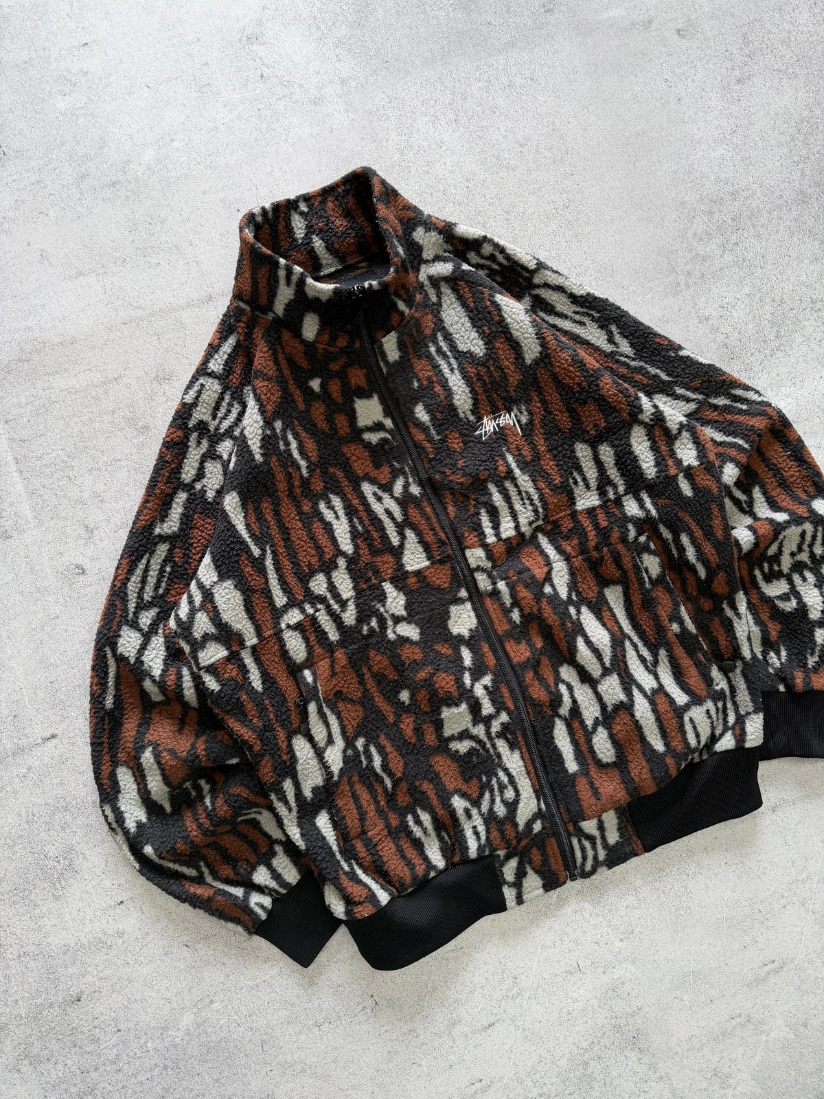 Vintage Stussy Patterned Fleece Jacket - S