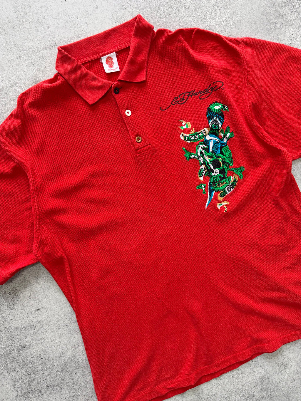 Vintage Ed Hardy Dragon Embroidered Polo - XXL