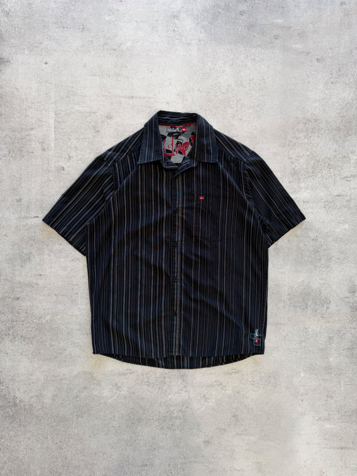 Vintage Quiksilver Stripe Short Sleeve Shirt - M
