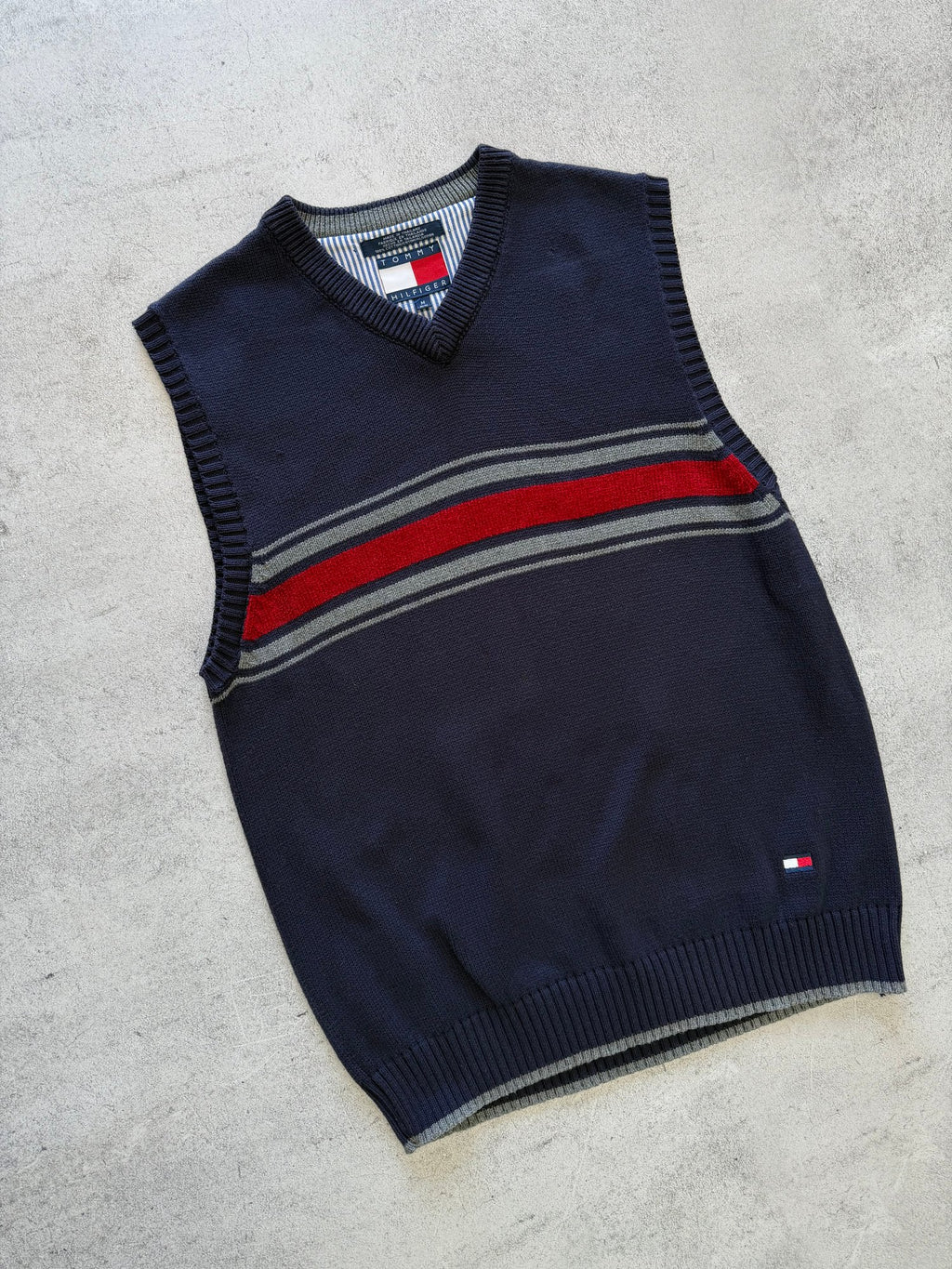 Tommy Hilfiger Striped V-Neck Vest - M